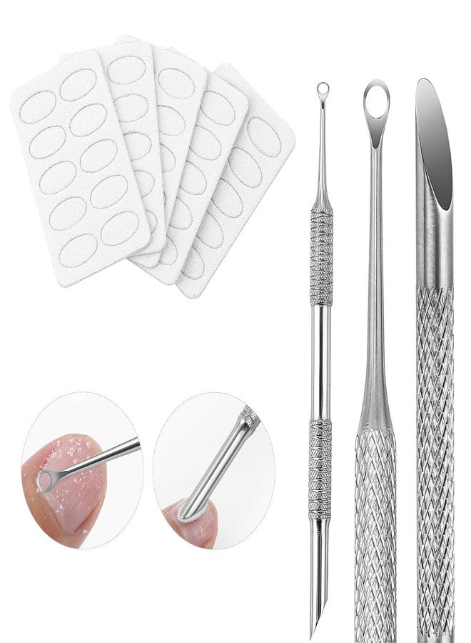 KACHIMOO Cuticle Pusher with 2 Ends,Pre-treatment Cuticle Pusher Cuticle Remover with Sandpaper Sheets,Nail Art Dead Skin Removing Manicure Tool (1 Cuticle Pusher+5 Sandpaper Sheets) - Image 1